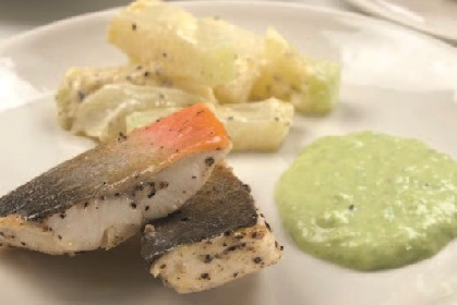 Saiblings-Würfel auf Kohlrabi Saiblings-Würfel auf Kohlrabi
