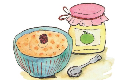 Dinkel-Grießkoch mit Kompott Dinkel-Grießkoch mit Kompott