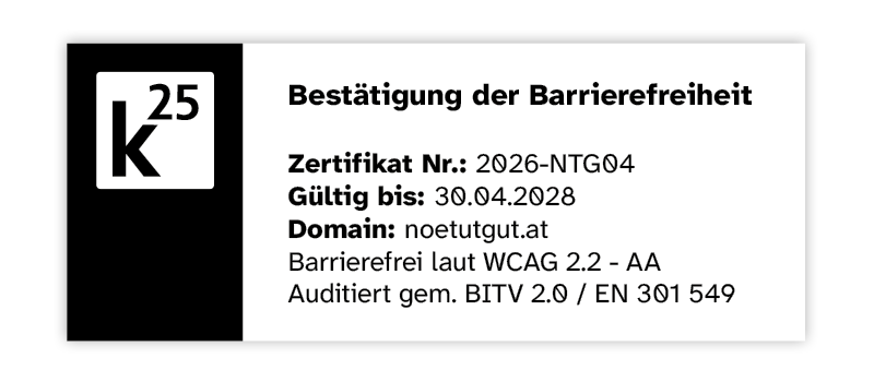 Zertifikat: Bestätigung der Barrierefreitheit (ausgestellt durch k25)